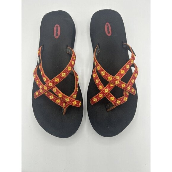 Teva Women's Olowahu Red Yellow Active Flip Flop Women's Size W9 - Picture 1 of 8